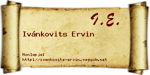 Ivánkovits Ervin névjegykártya